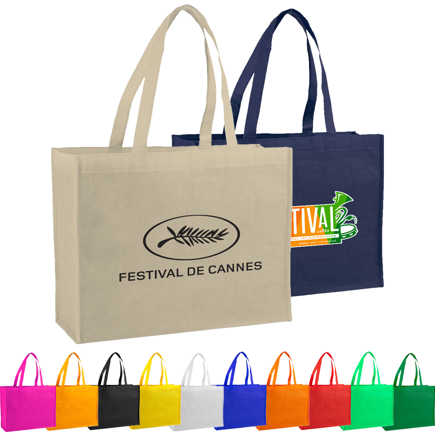 Non-Woven Shopping Tote Bag with Gusset USA Decorated (16" x 12" x 6") 2