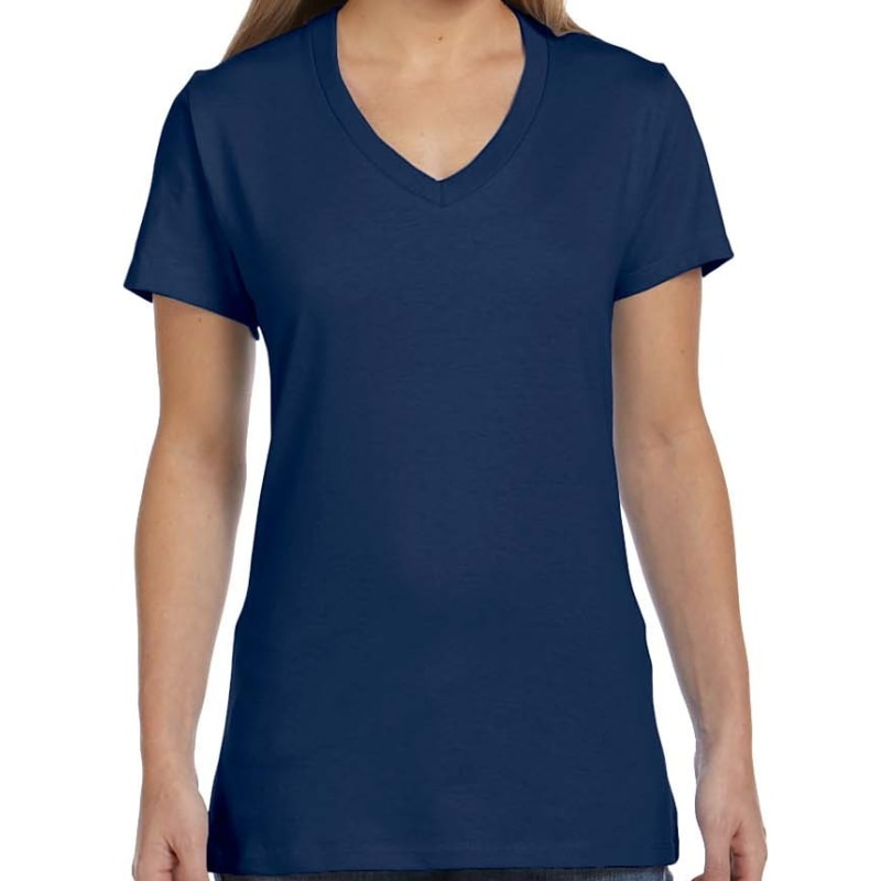 Hanes Ladies 4.5 Oz., 100% Ringspun Cotton Nano-T® V-Neck T- 8