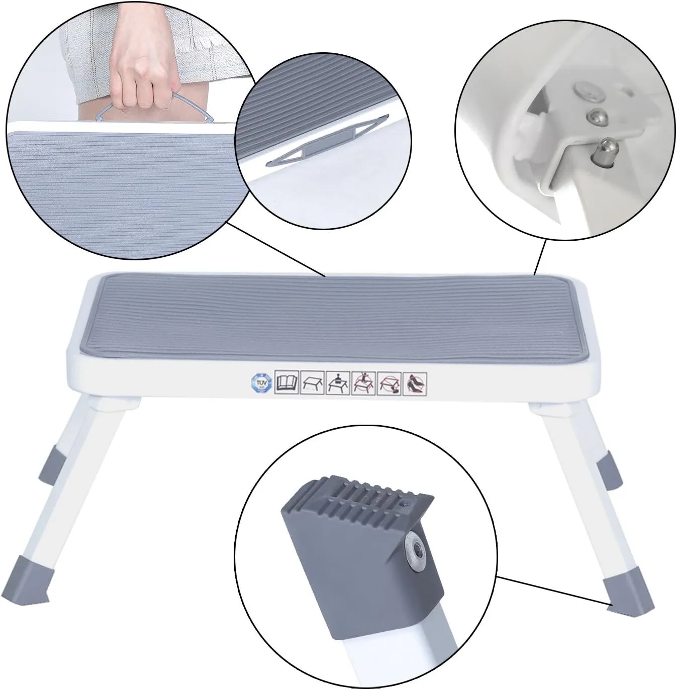 Folding Step Height Adjustable Stool with Non Slip Platform 8