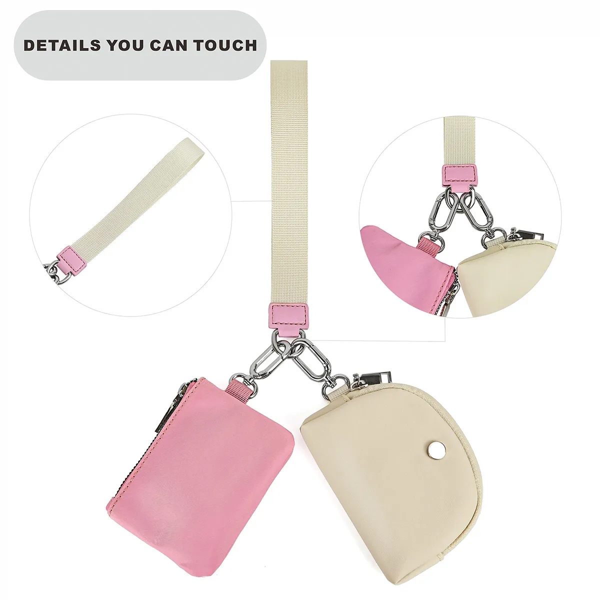 Women Mini Zip Around Wristlet Dual Pouch Wallets Coin Purse 4