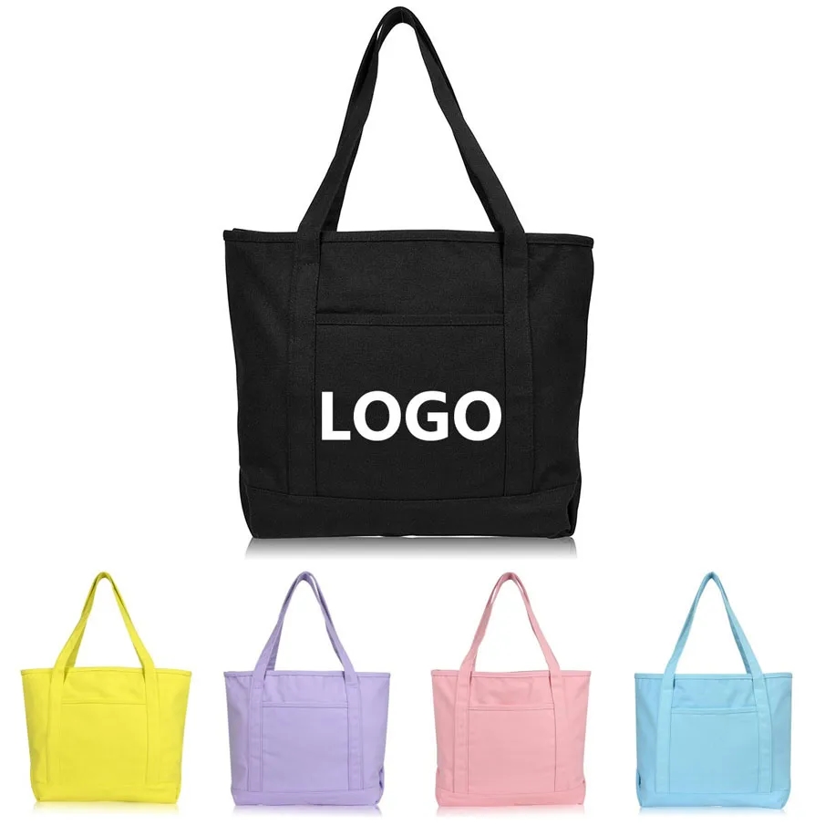 Large Colorful Cotton Canvas Tote Bag, custom tote bag with logo imprint 2