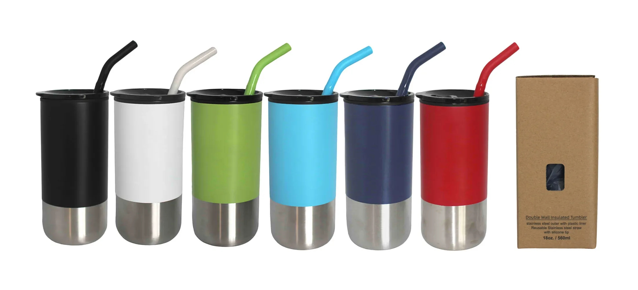 18oz Double Wall Tumbler w/ Straw 6