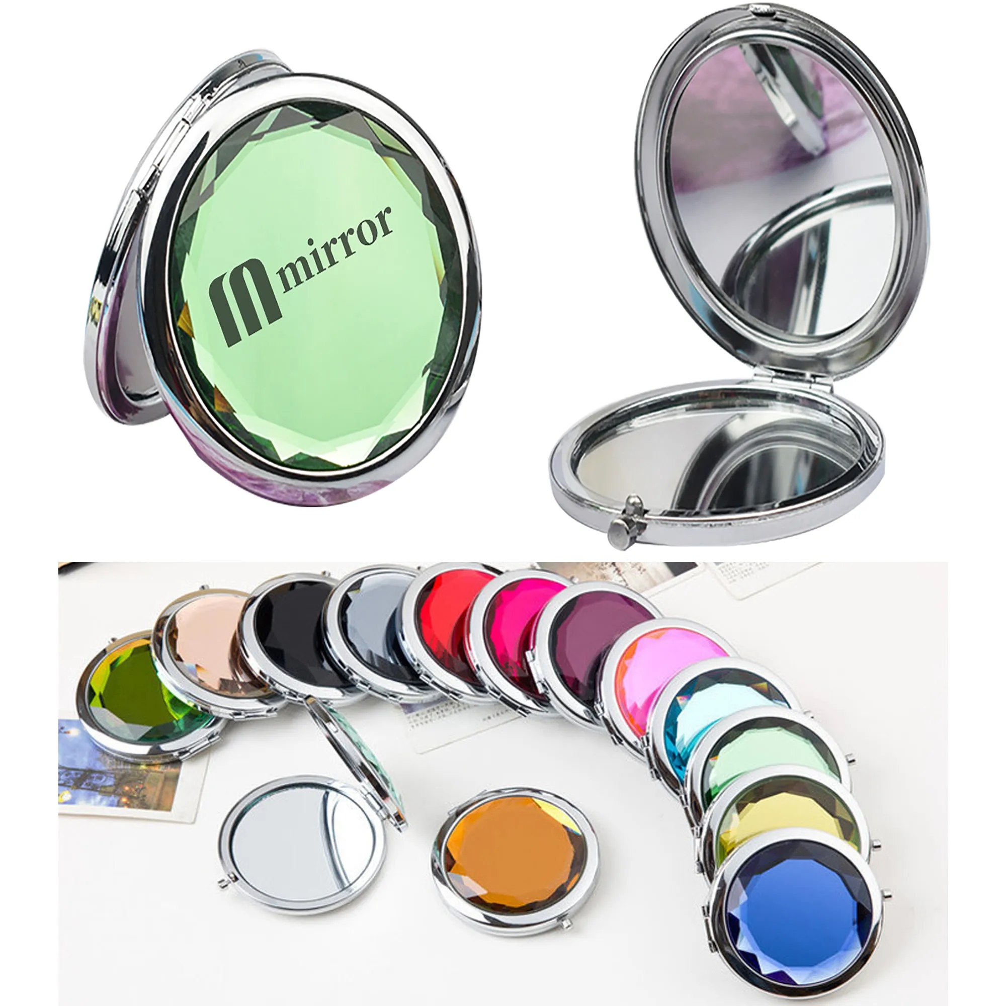 Round Metal Crystal Folding Mirror 5