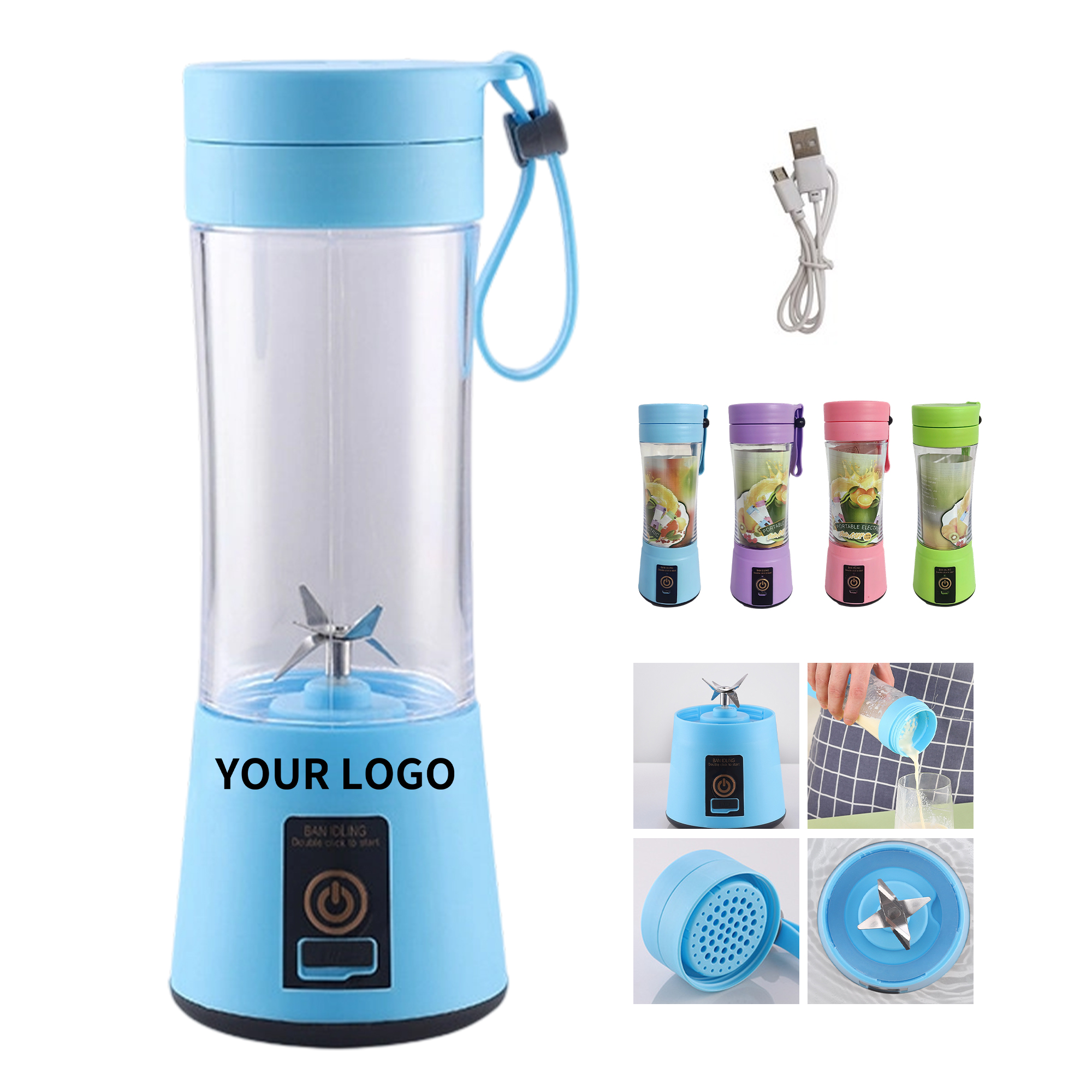 Portable Personal Blender Bottle 9.2" x 3.1" Rechargeable 1