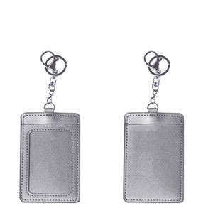 PU Leather 2 Pockets Card Holder Key Chain 11