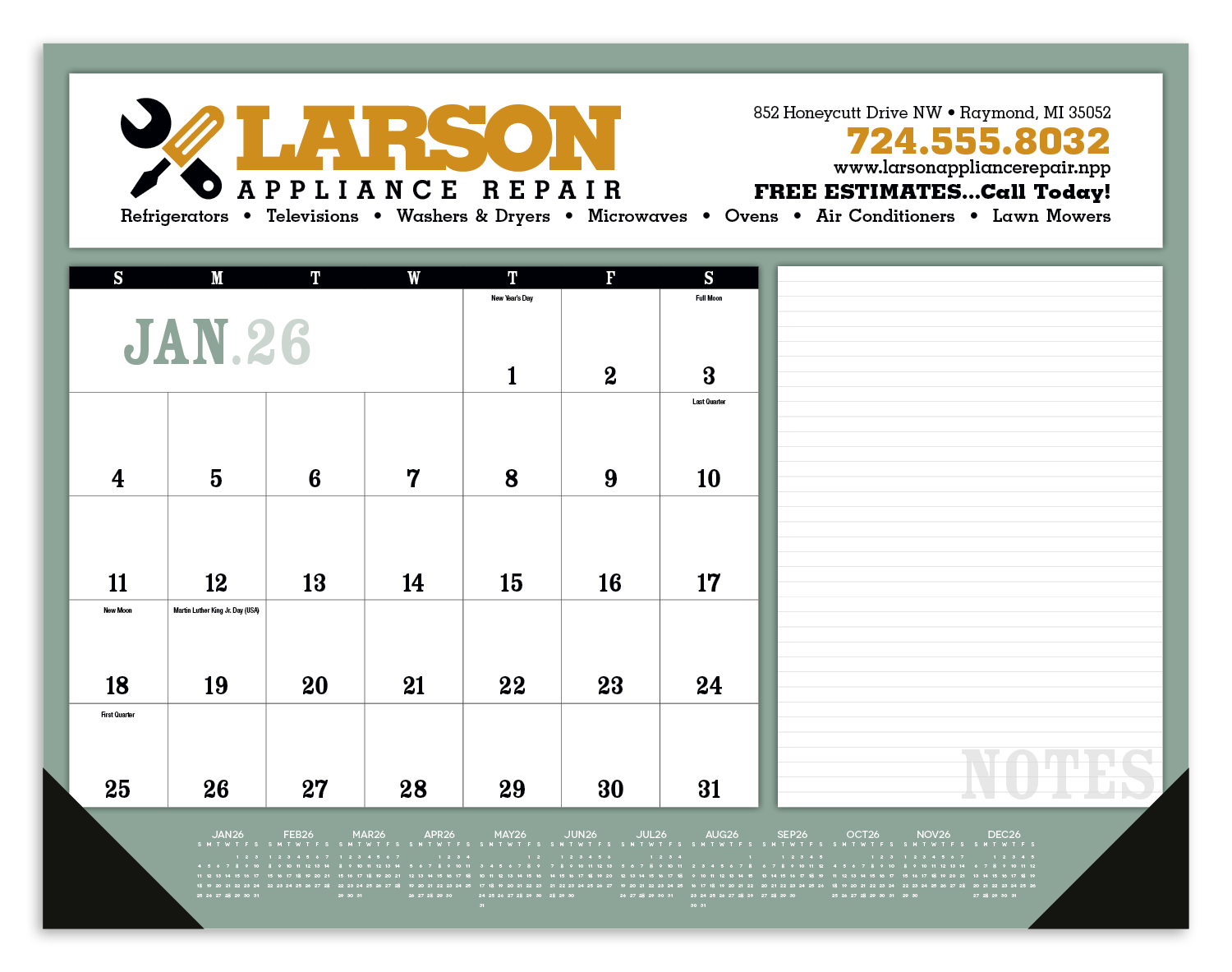 Triumph® Calendars Notes Desk Pad with Vinyl Corners 6