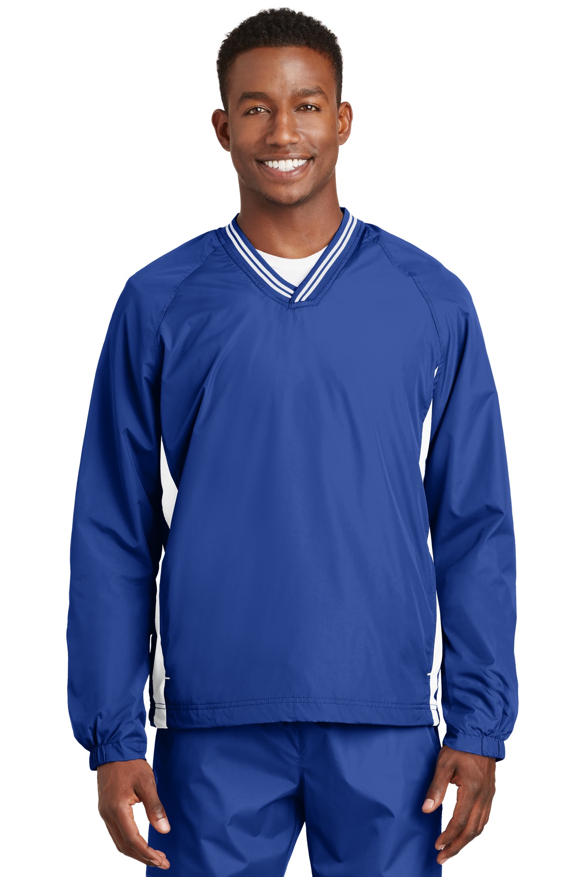 Sport-Tek Tipped V-Neck Raglan Wind Shirt. JST62 19