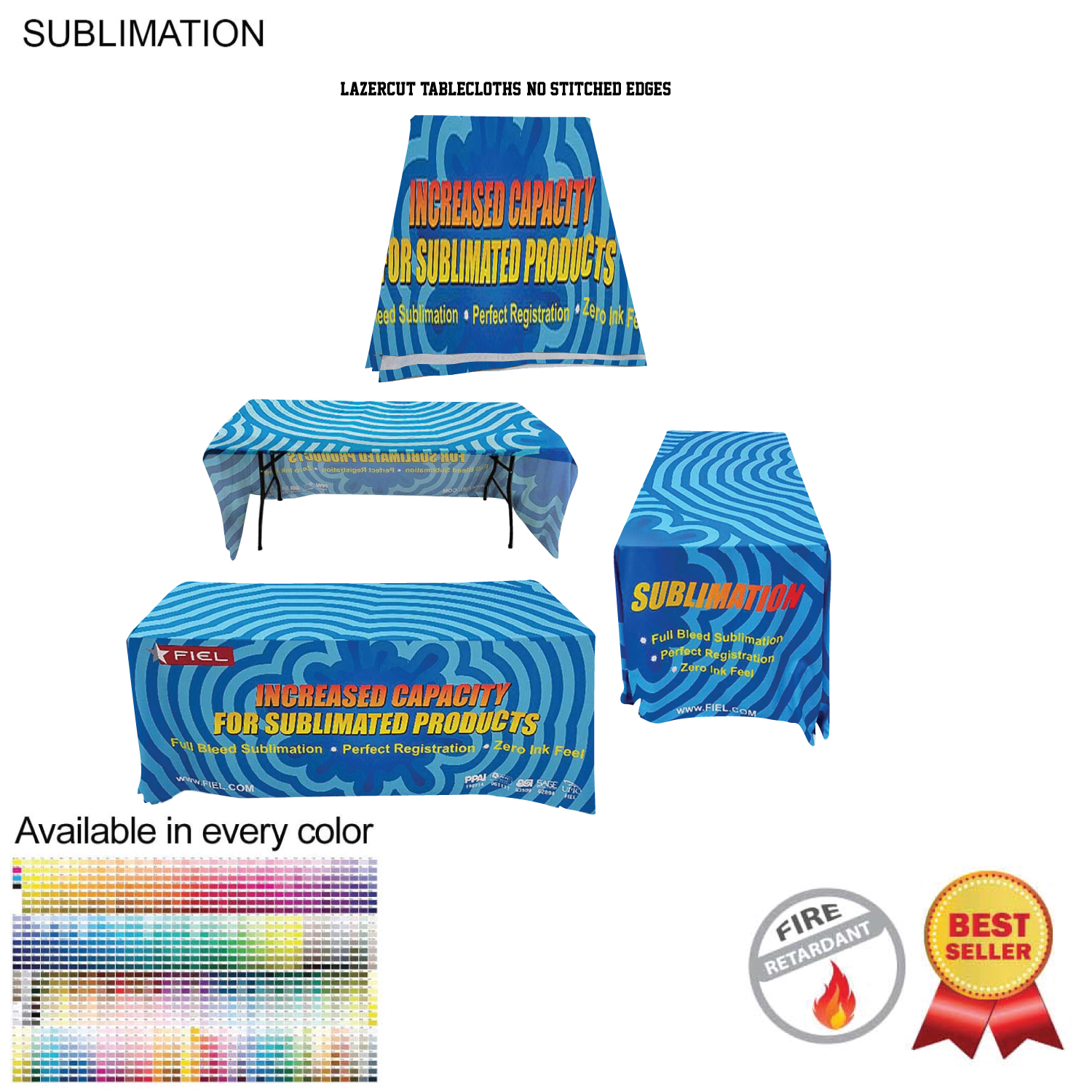 6' LazerCut 3-Sided Sublimated Tablecloth, Drape Style, Open Back 3