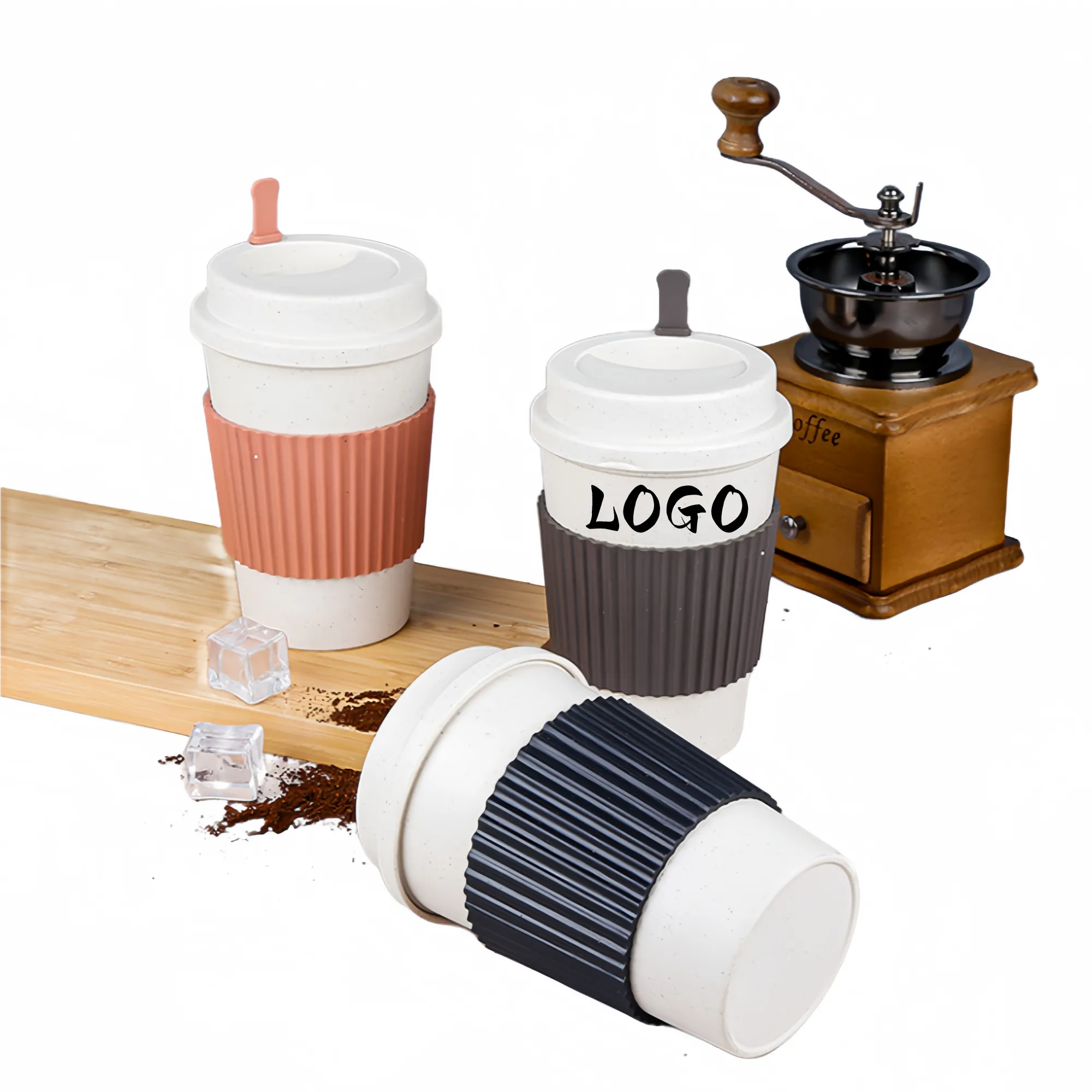 MOQ50 Wheat Straw Coffee Travel Mug 4