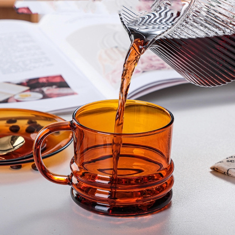 Custom 10 OZ. Glass Tea Cup Coffee Mug with Saucer Set 9