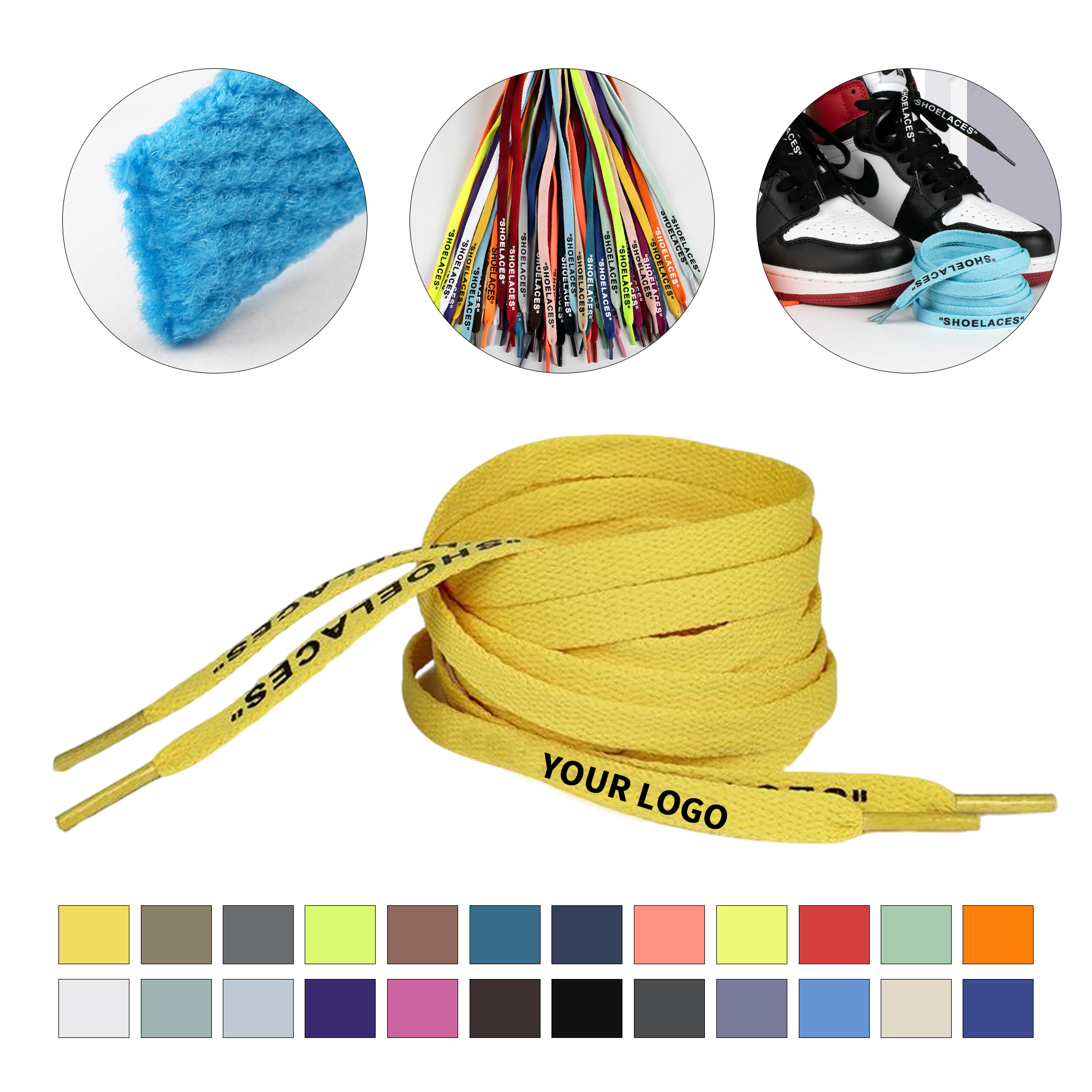 Polyester Cotton Shoelace Pair 63" Length 0.39" Width 15