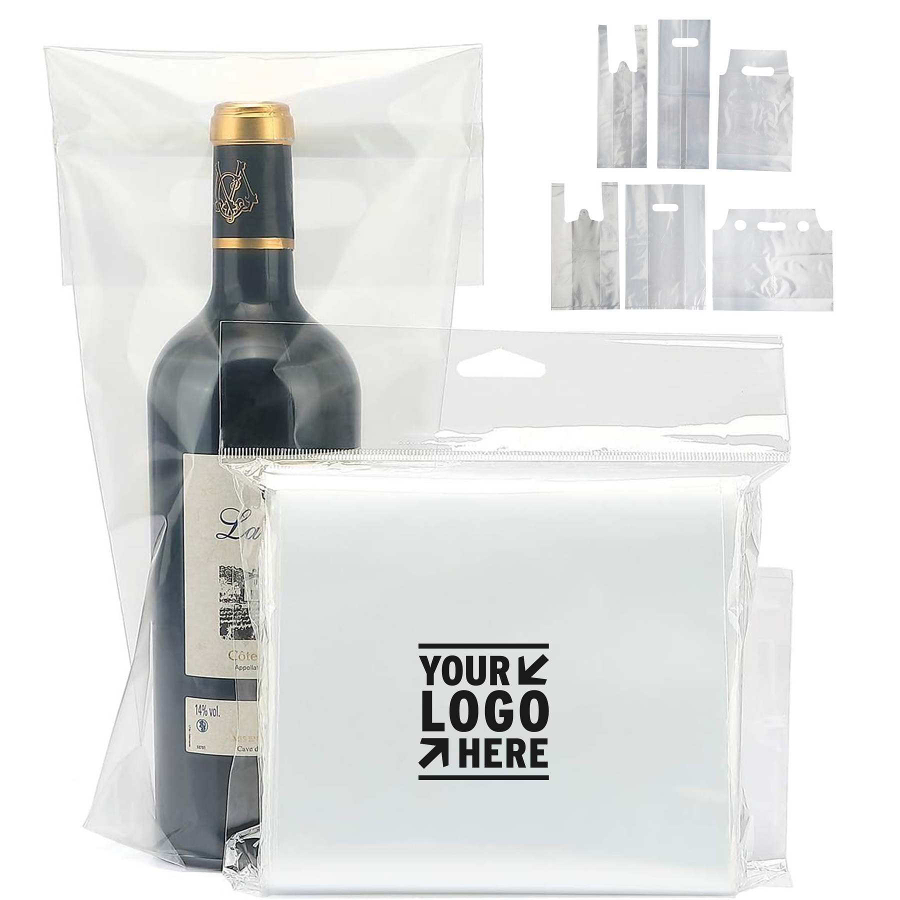 6.3" x 18.1" Clear Carryout Adhesive Seal Tamper Proof Travel Bag 2