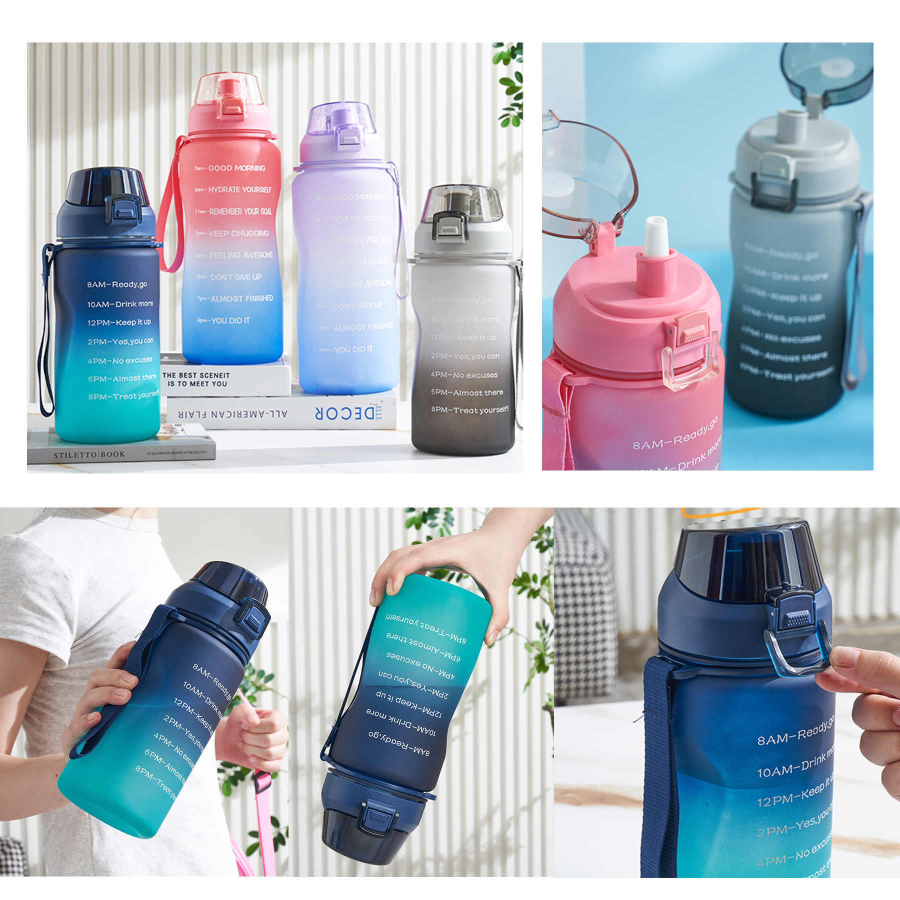 64 oz Large Capacity Wide-Mouth Water Bottle With Strap 3