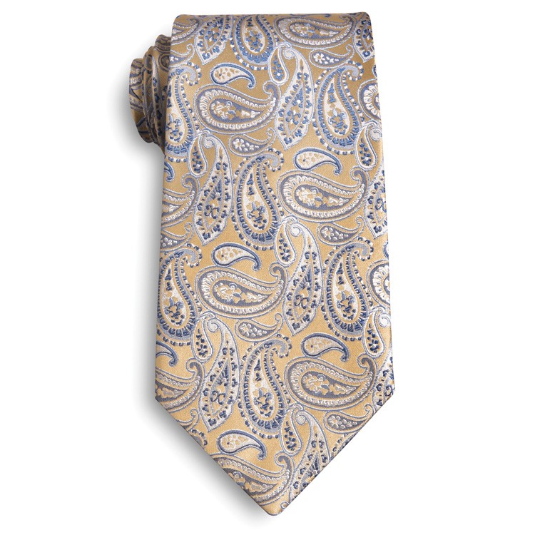 Gold and Blue Silk Paisley Tie 2