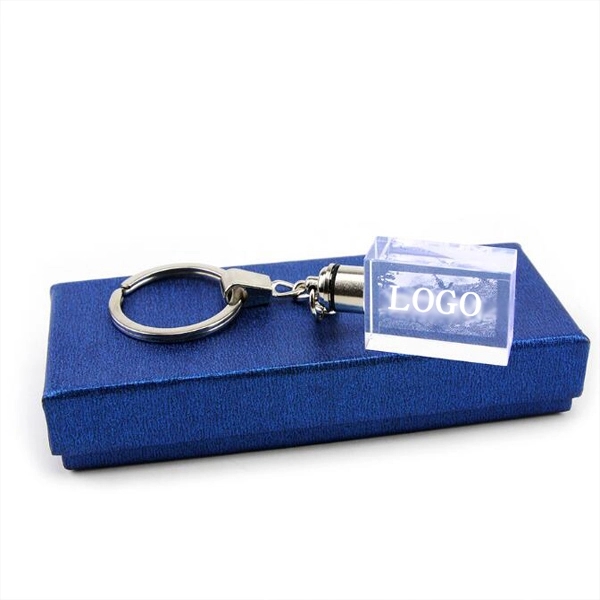 LED Light 3d/2d Laser Engraving Crystal Glass Keychain 6