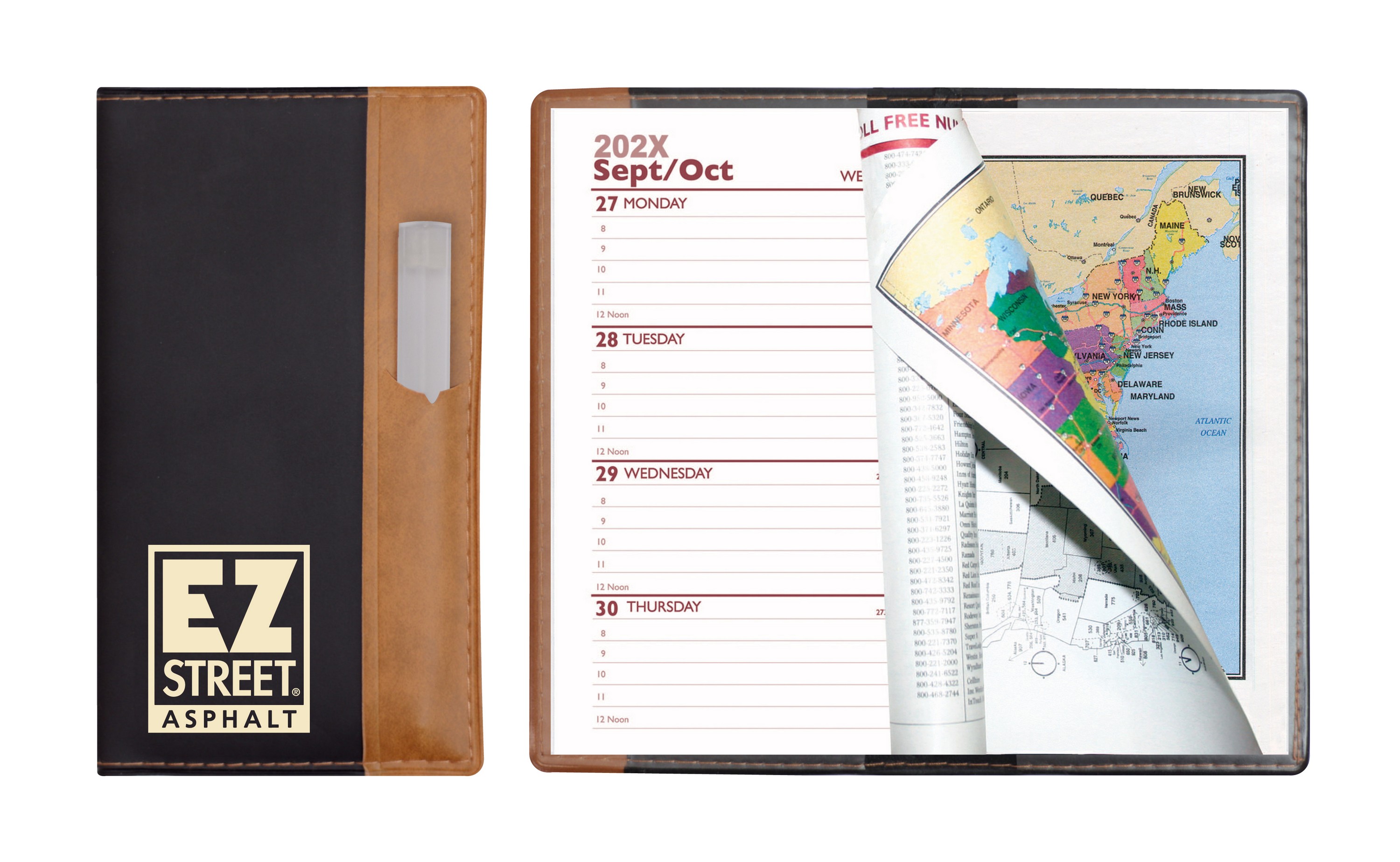 Lafayette Series Soft Cover 2 Tone Vinyl Weekly Planner w/ Clear Pen & Map 4