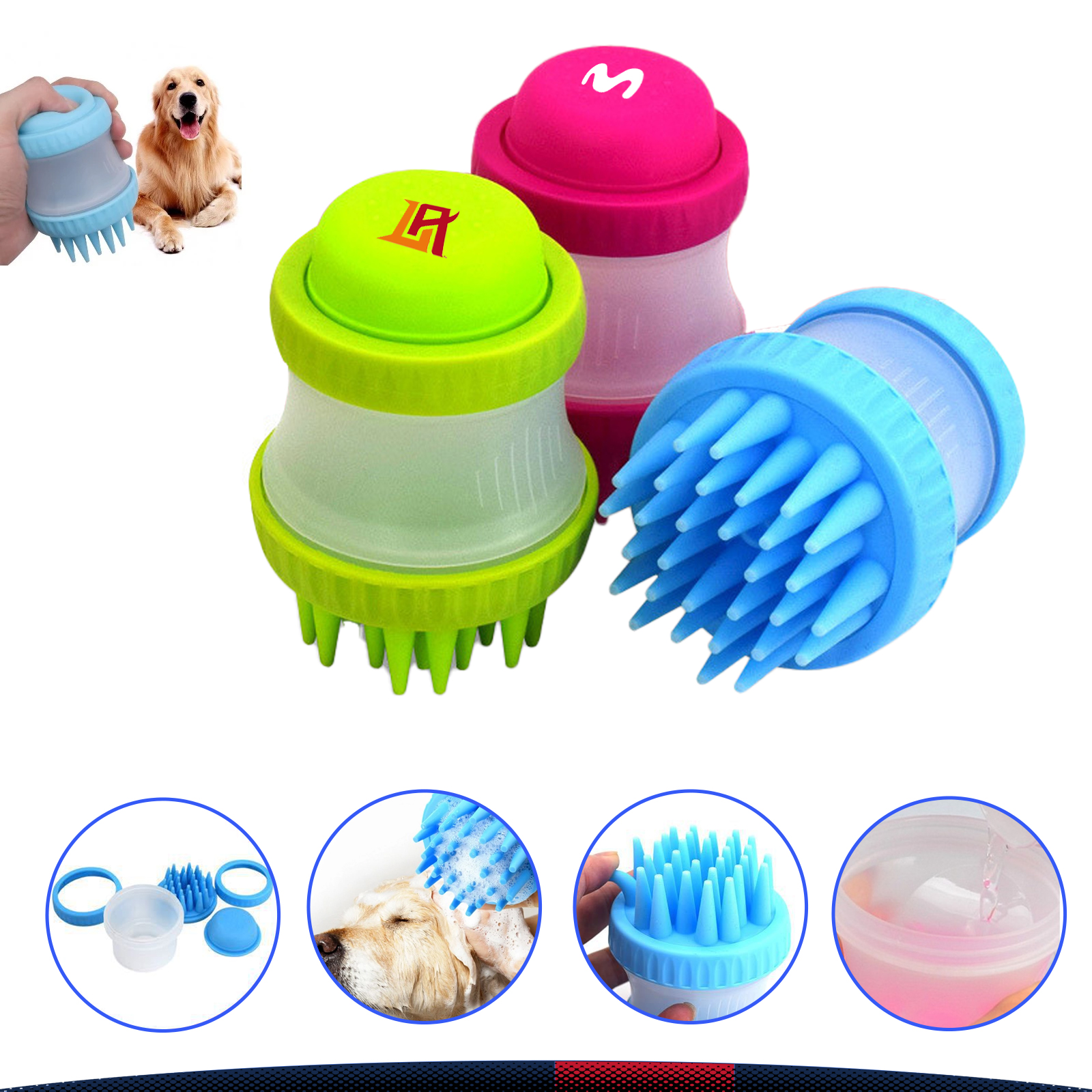 Pire Massage Shampoo Pet Brush 2