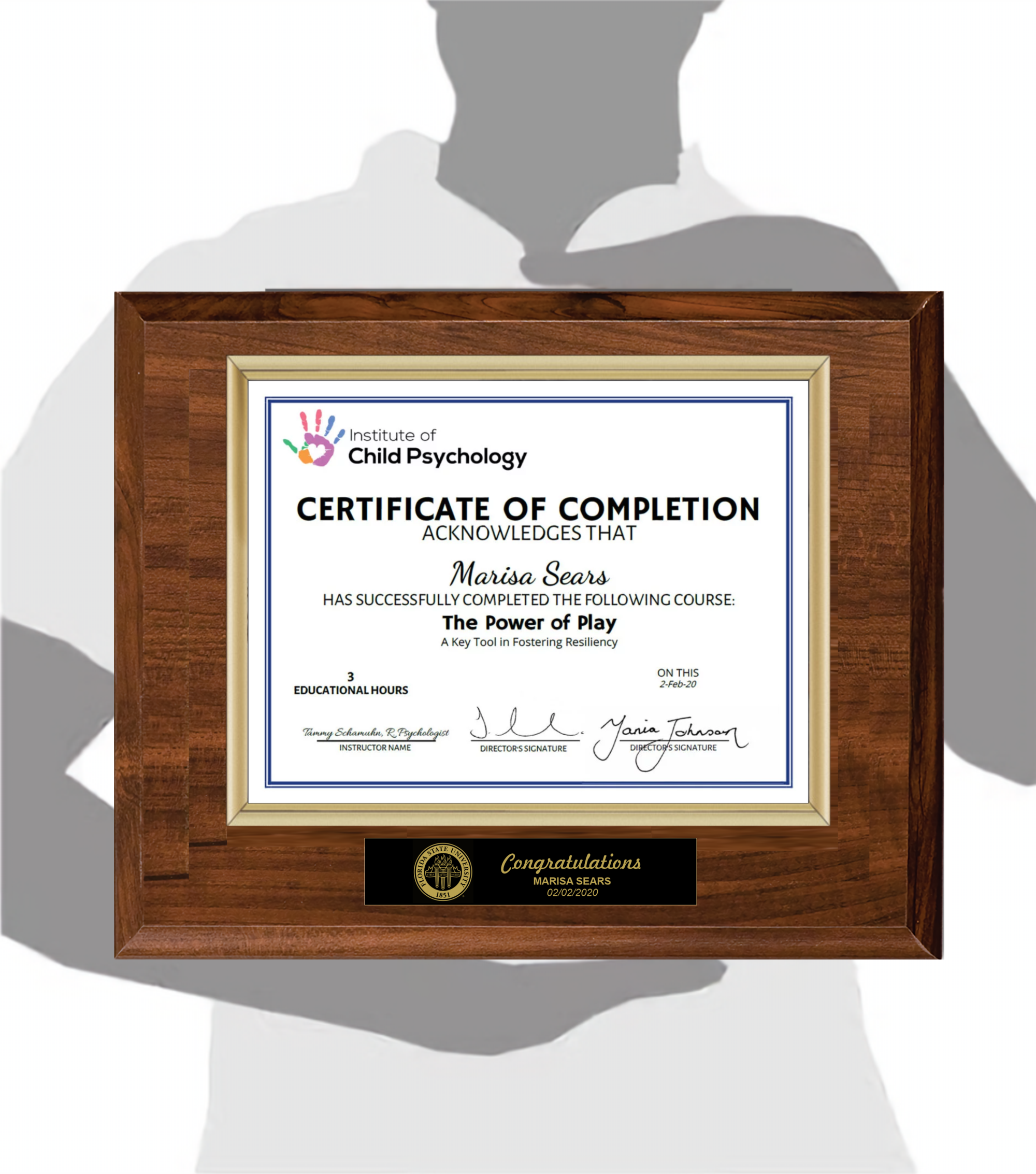 Cherry Finish Certificate Plaque 9