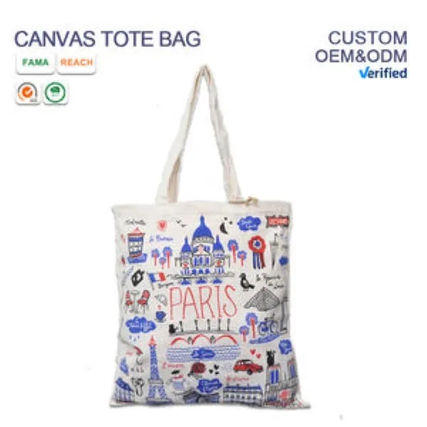 Foldable Heavy Duty Handles Washable Canvas Tote, custom tote bag with logo imprint 2