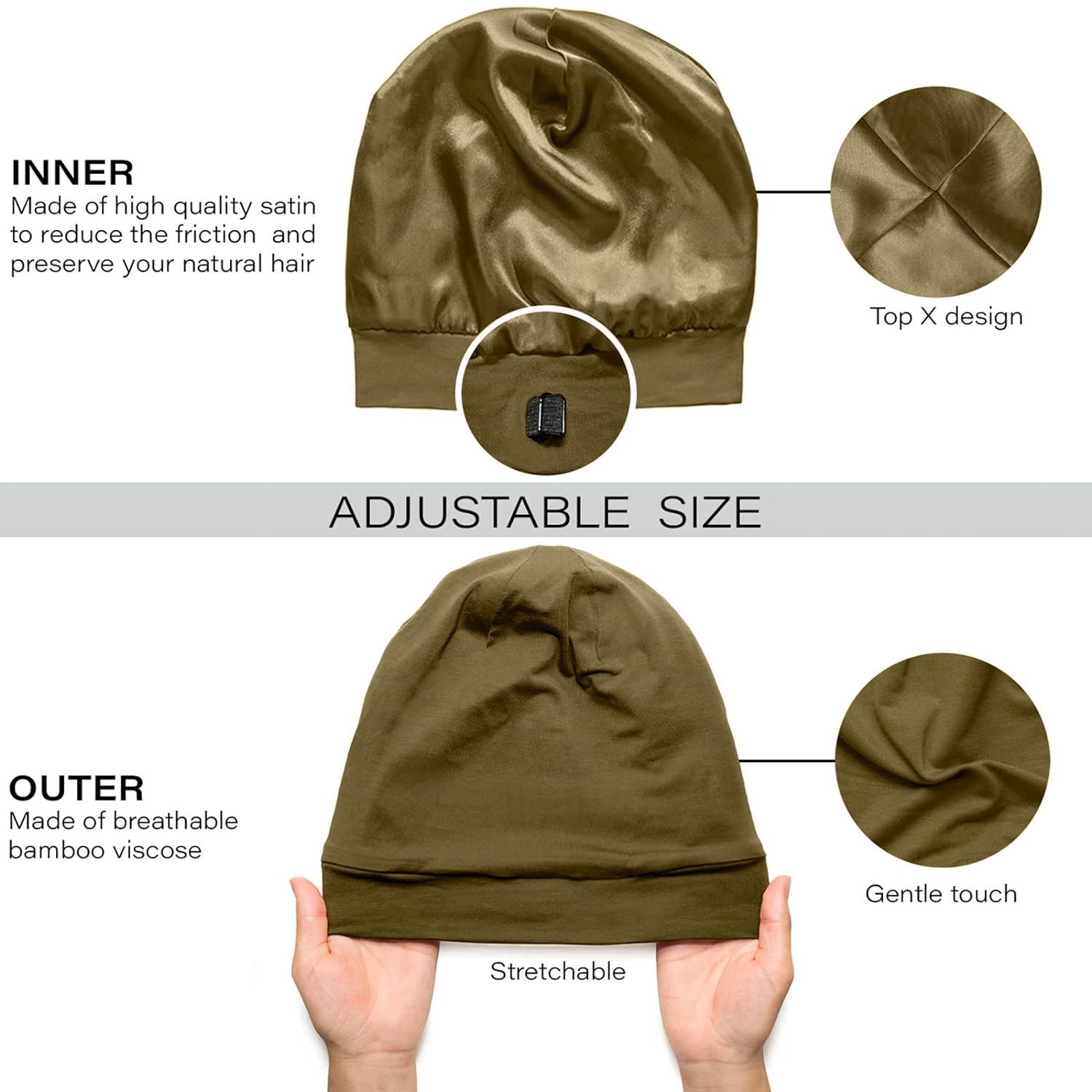 Hair Wrap Cover Sleep Cap for Men with Adjustable Strap 7