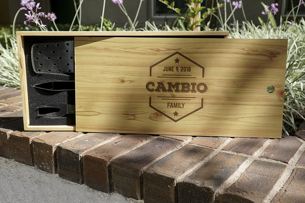 3-Piece BBQ Set in Wooden Pine Box 3