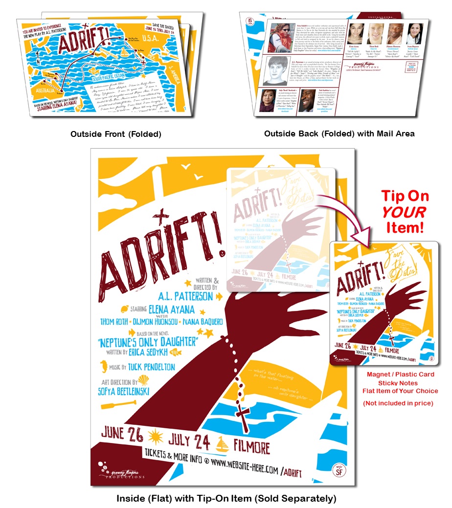 Standard Folded Postcard UV Coated with Tip-On option - 8.5 x 5.5 (folded) - 10 pt. 2