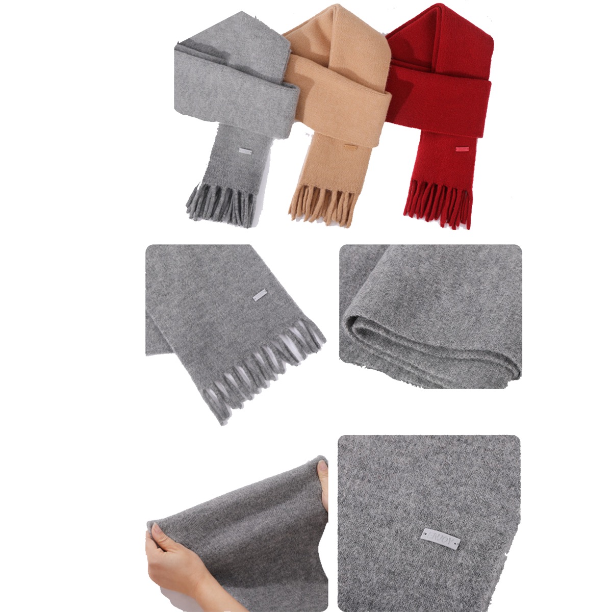 Color Matching Scarf Gloves Hat Three-piece Set Winter Suit 5