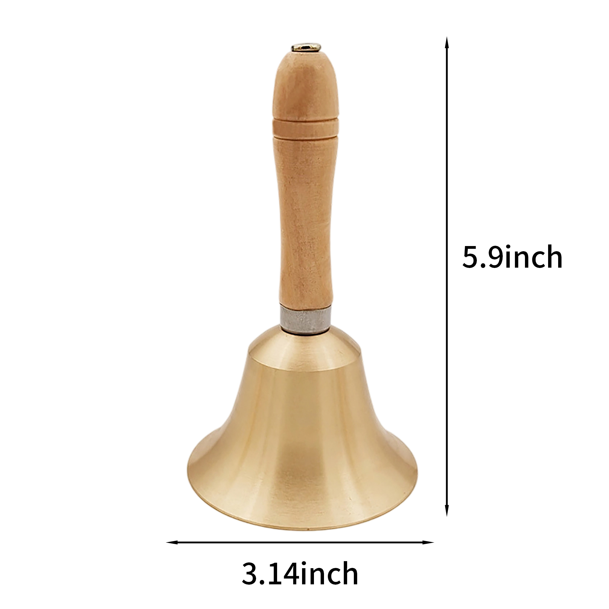 Solid Brass Hand Bell With Wooden Handle For Attention 4