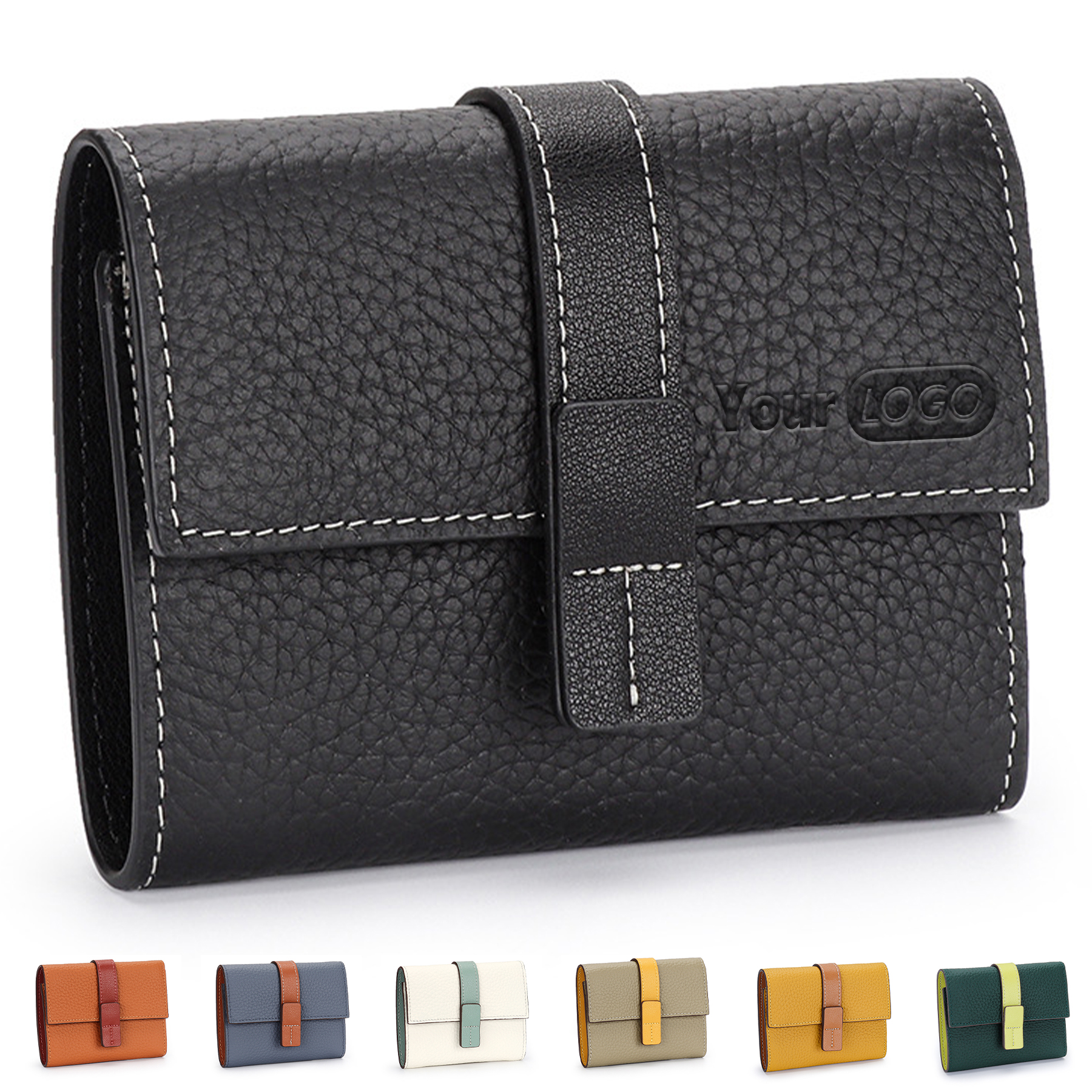 Genuine Leather Multifunctional handheld short wallet 4