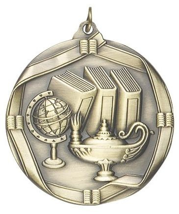 Lamp of Knowledge Die Cast Medal, 2 1/4" 2