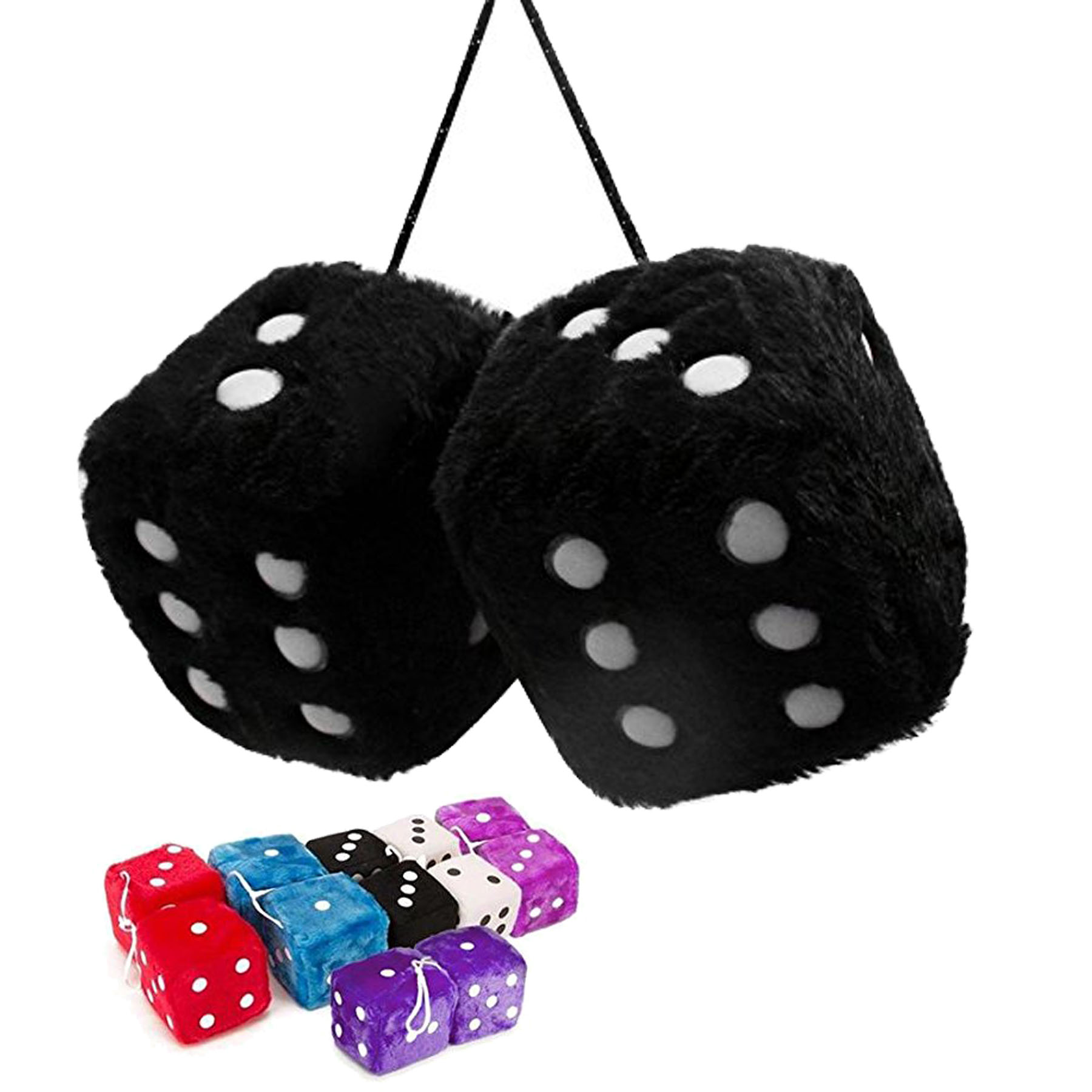 Square Mirror Hanging Couple Fuzzy Plush Dice