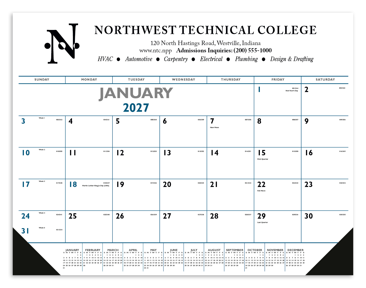 Triumph® Calendars Blue & Black Desk Pad with Vinyl Corners 3