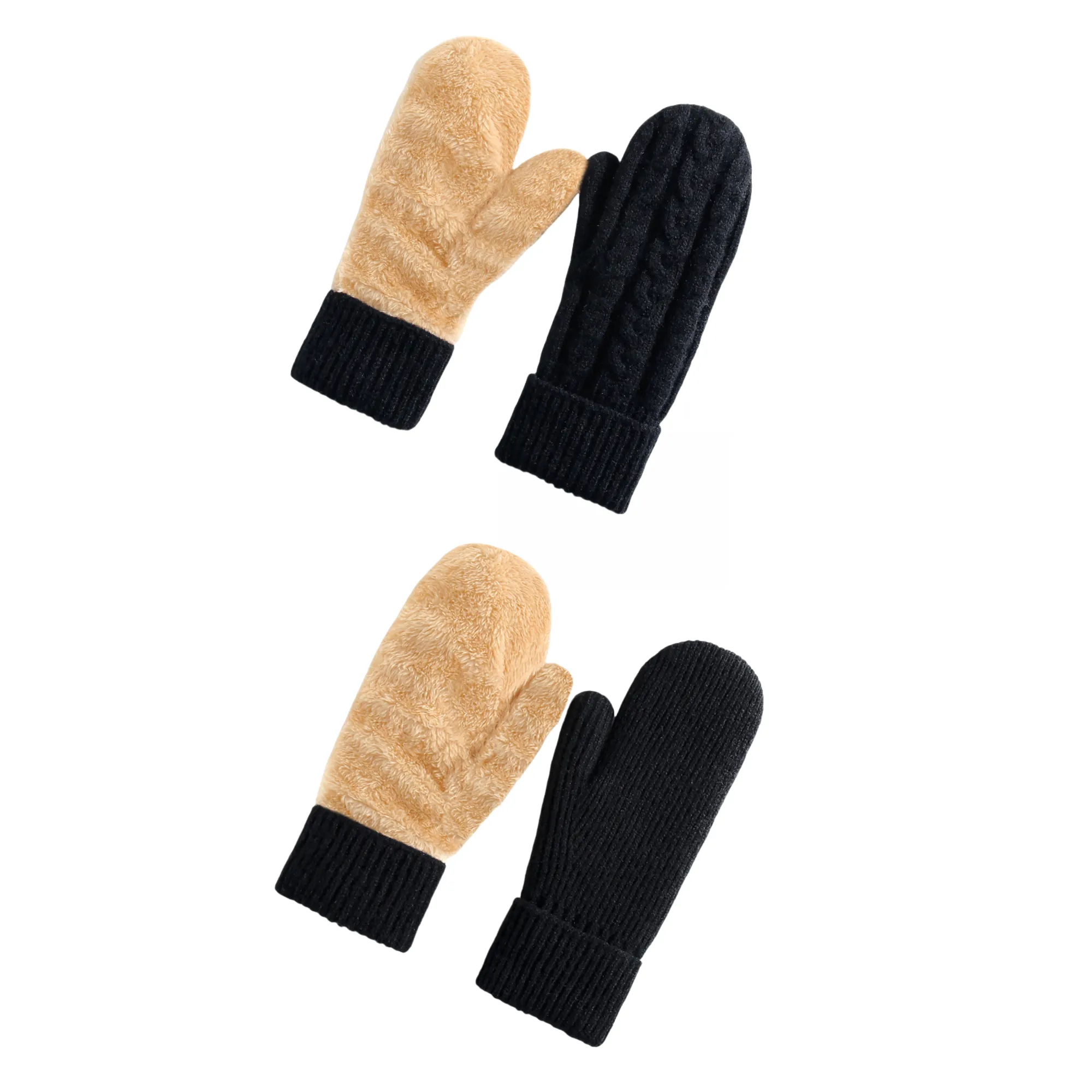 Fleece - Lined Thick Knit Double - Layered Ski Gloves 2