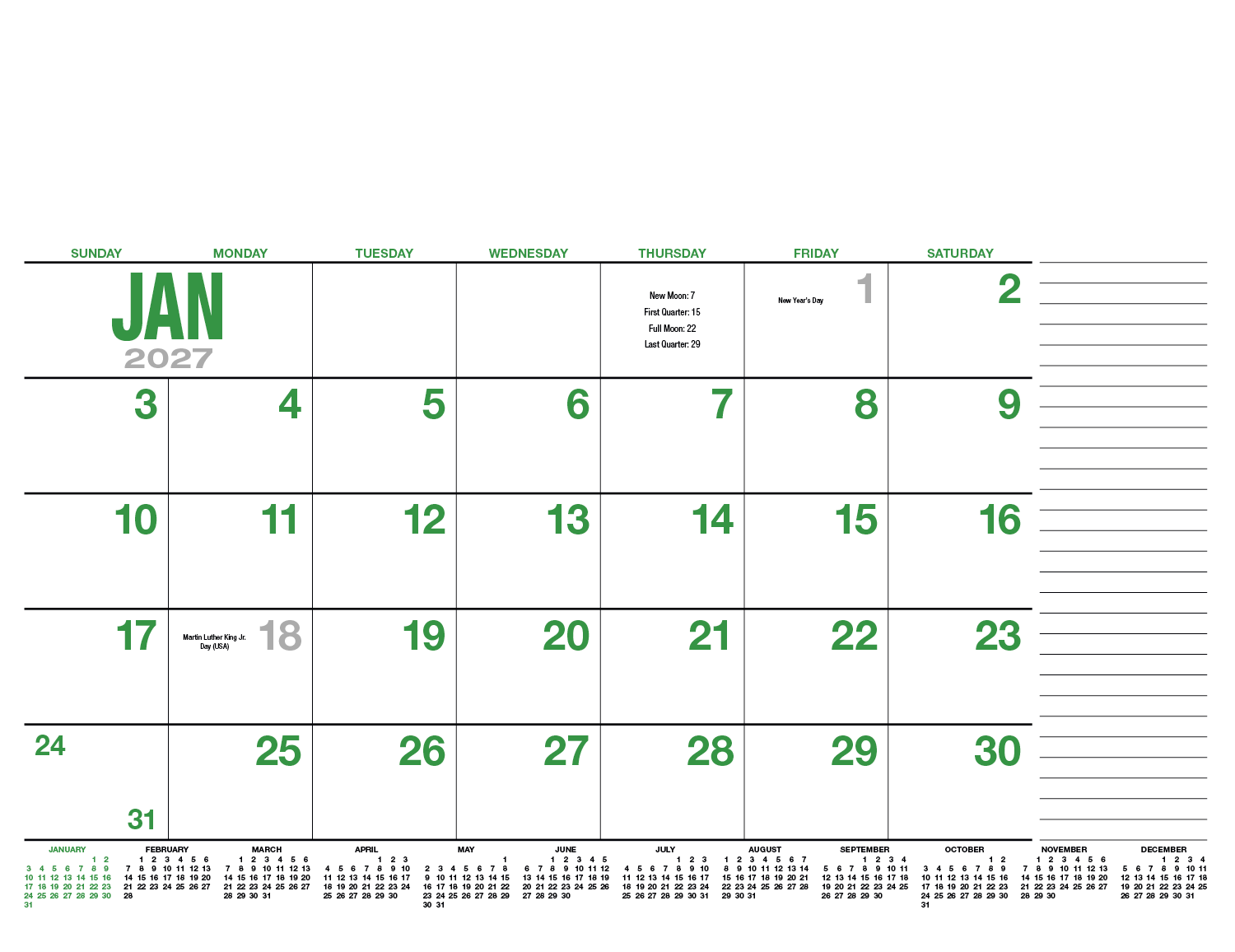 HotLine® Products 13-Month Desk Pad Calendar 89