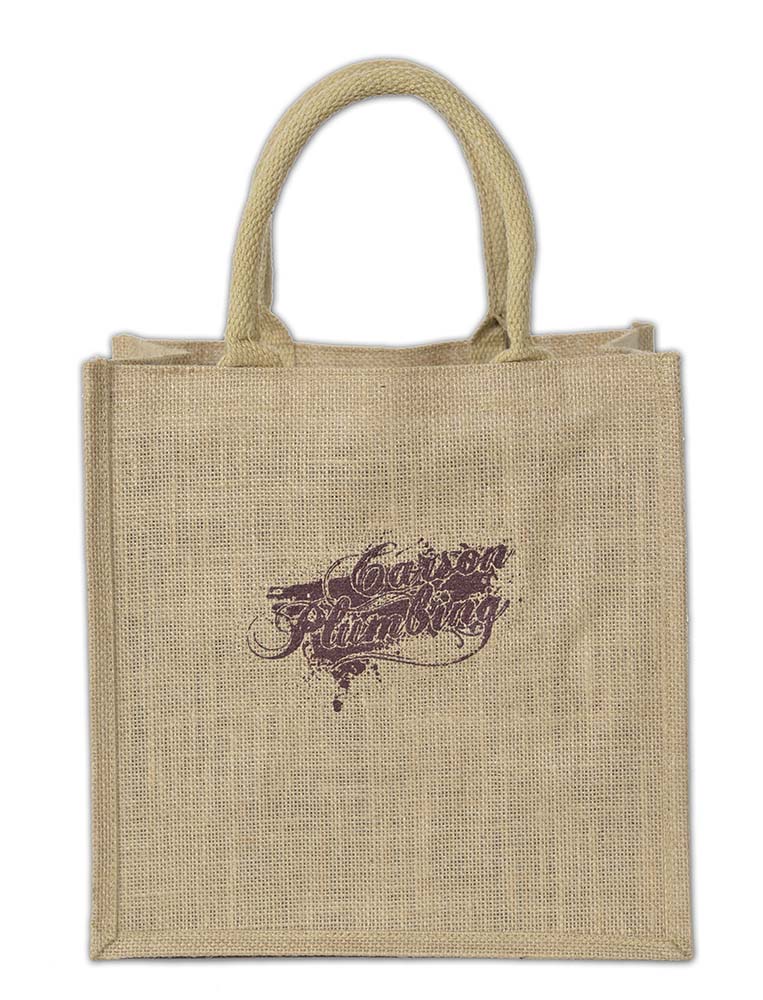 "Cozumel" Medium Laminated Burlap Tote Bag 12x7x12" 1
