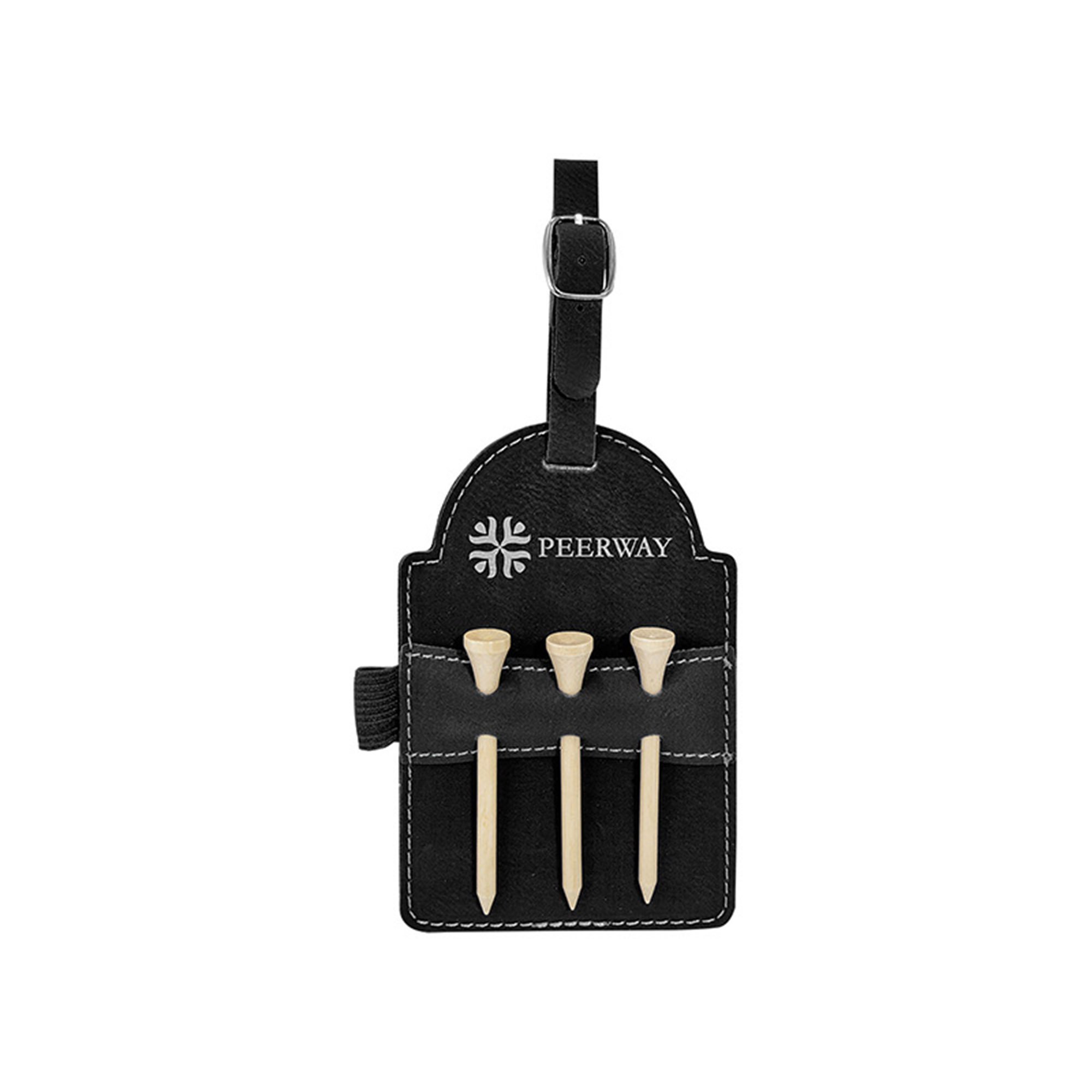 Leather Golf Bag Tag with 3 Tees Set 2