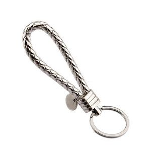 Sophisticated Weaved PU Leather Keychain With Plastic Buckle 24