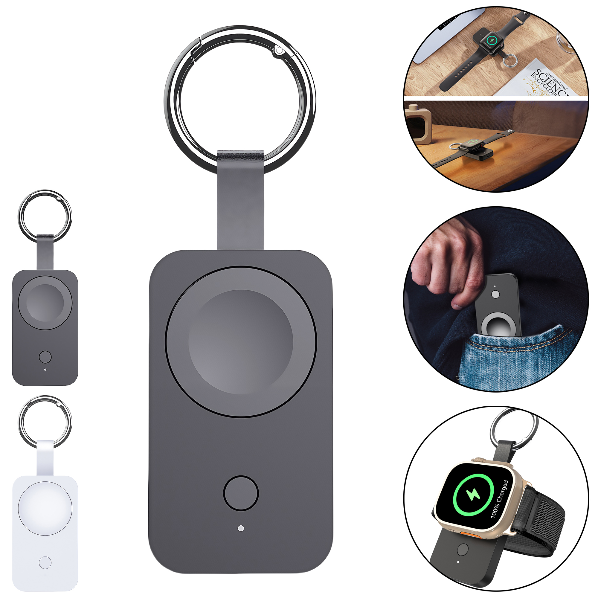 1000MA Magnetic Portable Watch Charger for Wireless Keychain Power Bank, Lightweight 1
