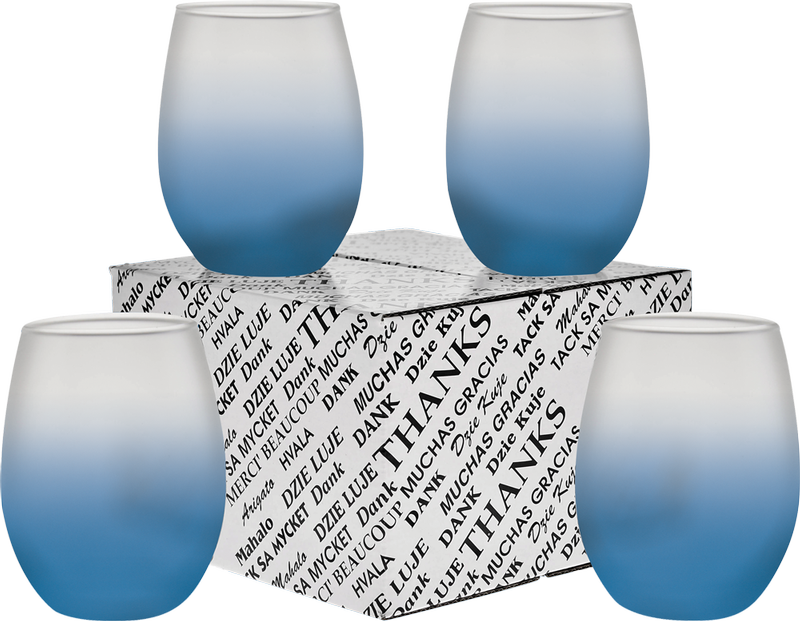 15 oz. Stemless Wine Glass Thank You Set 9