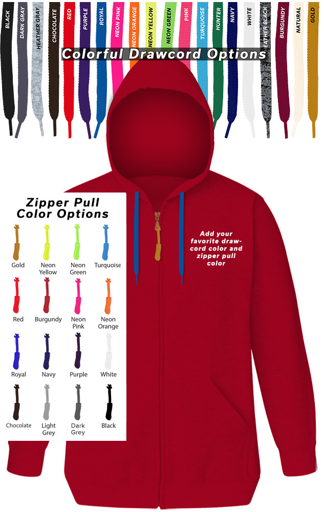 Custom Drawcord & Zipper Pull Hoodie, custom hoodie or sweatshirt with logo imprint 5