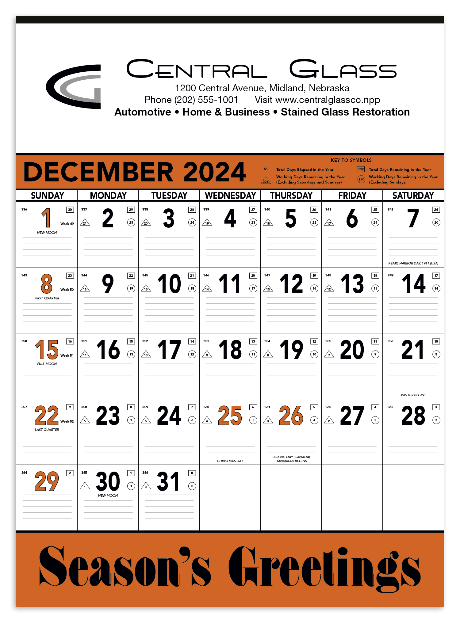 Triumph® Calendars Orange & Black Contractor Memo Calendar 2
