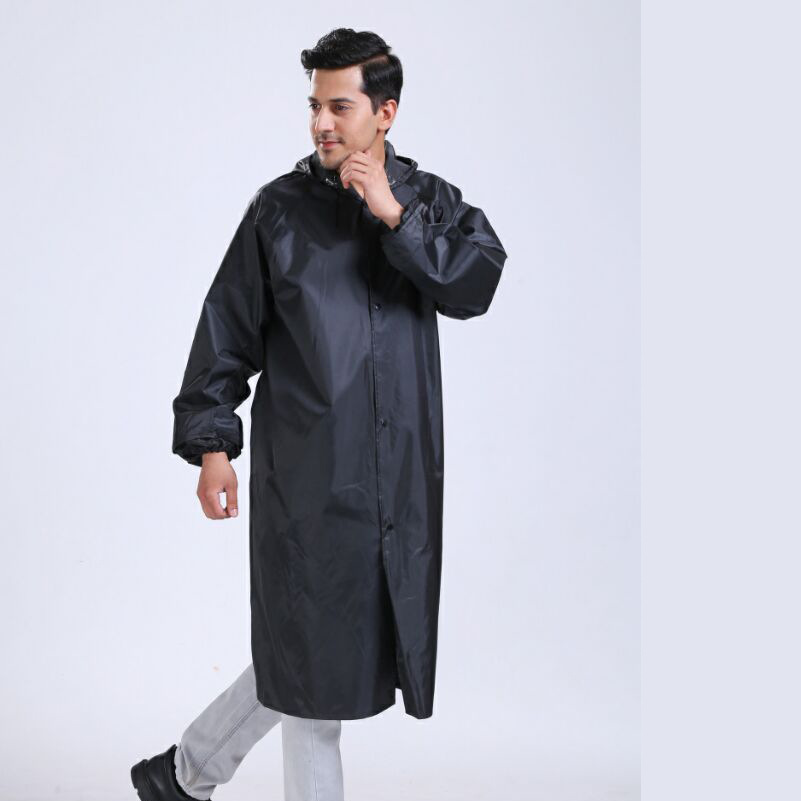 Black Fashion Adult Women Men Waterproof Long Raincoat Hooded For Outdoor Hiking Travel Fishing Clim 3