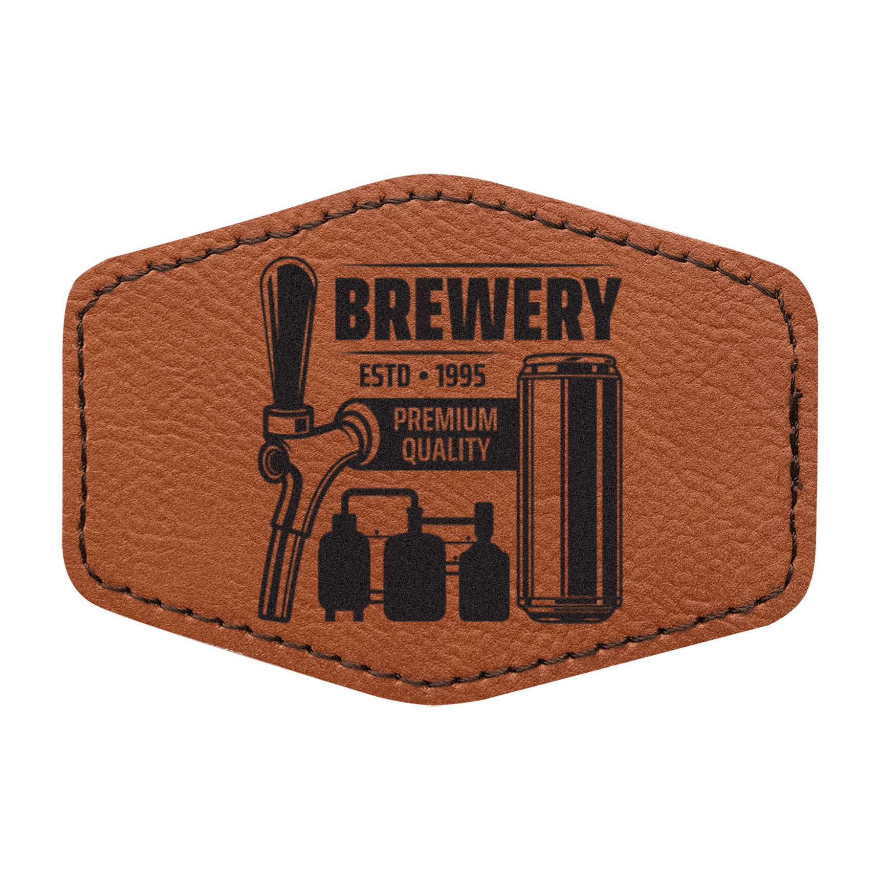 3" x 2" Rawhide Leatherette Hexagon Patch with Adhesive