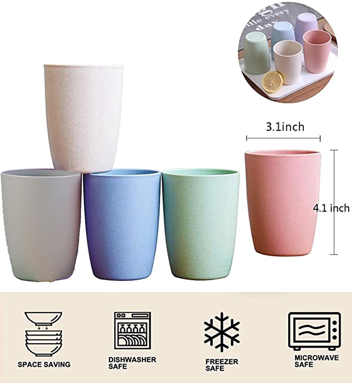 Wheat Straw Reusable Drinking Cups 2
