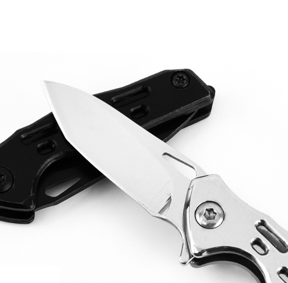 Mini Stainless Steel Folding Pocket Knife with Strap Hole 2