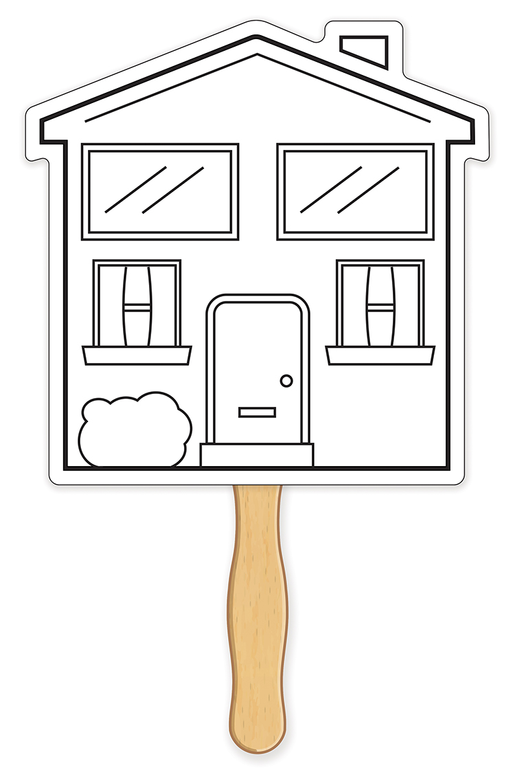 HAND FANS - Coloring Fan, House Shape 5