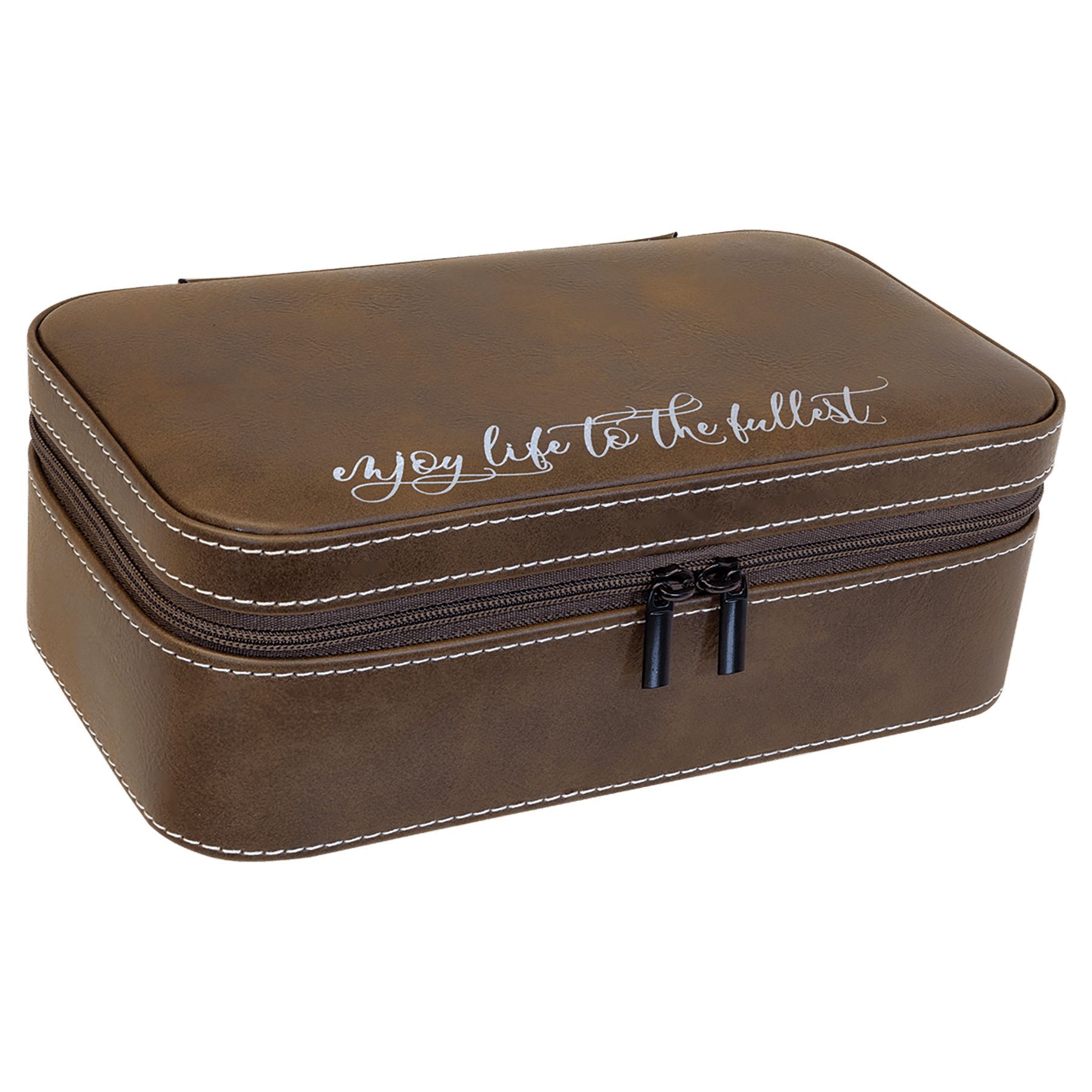 7 1/2" X 4 1/2" Rustic/Silver Leatherette Jewelry Box 2