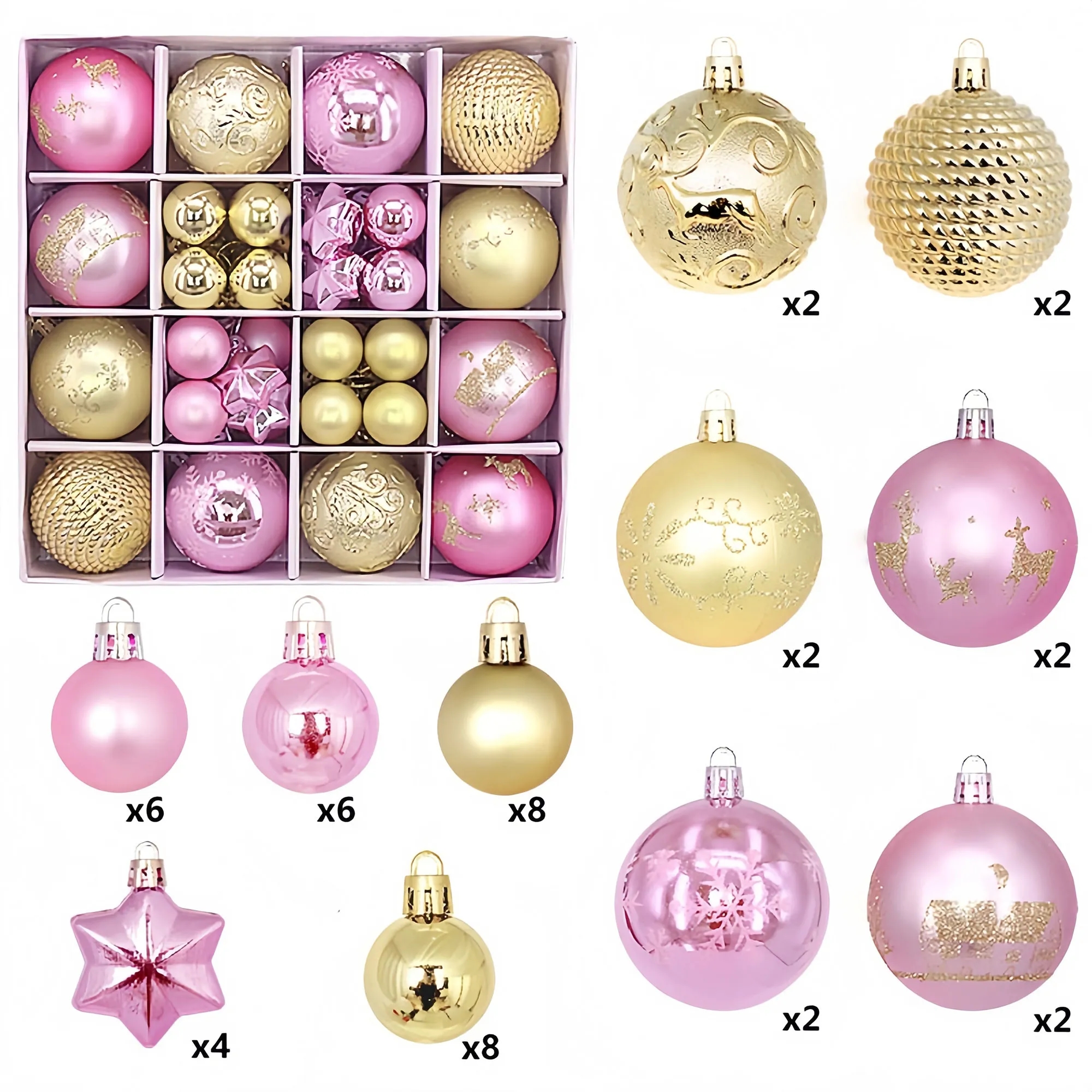 Premium Christmas Bauble Set With Unique Designs 14