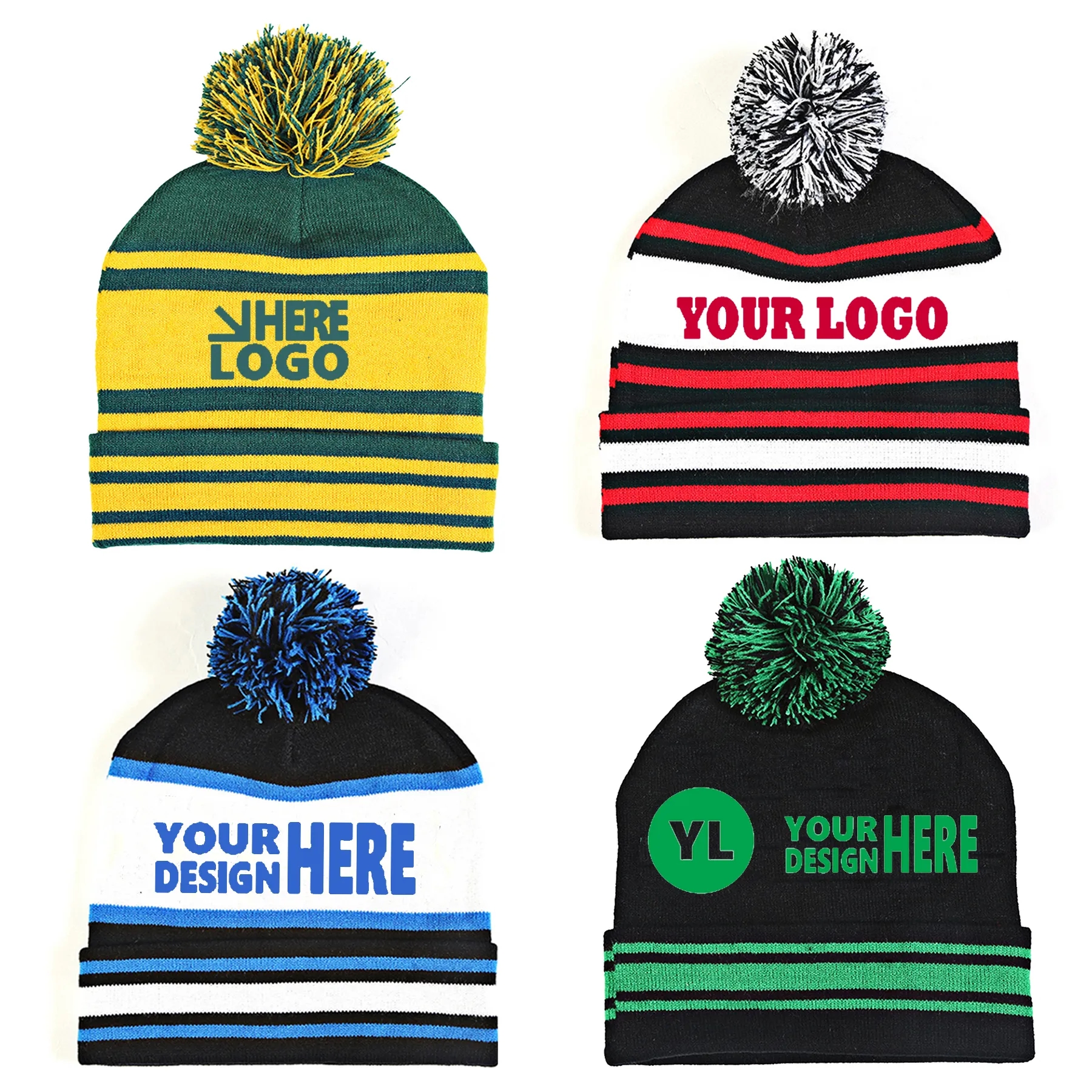 Custom Kinnted Pom Beanie Hat 2