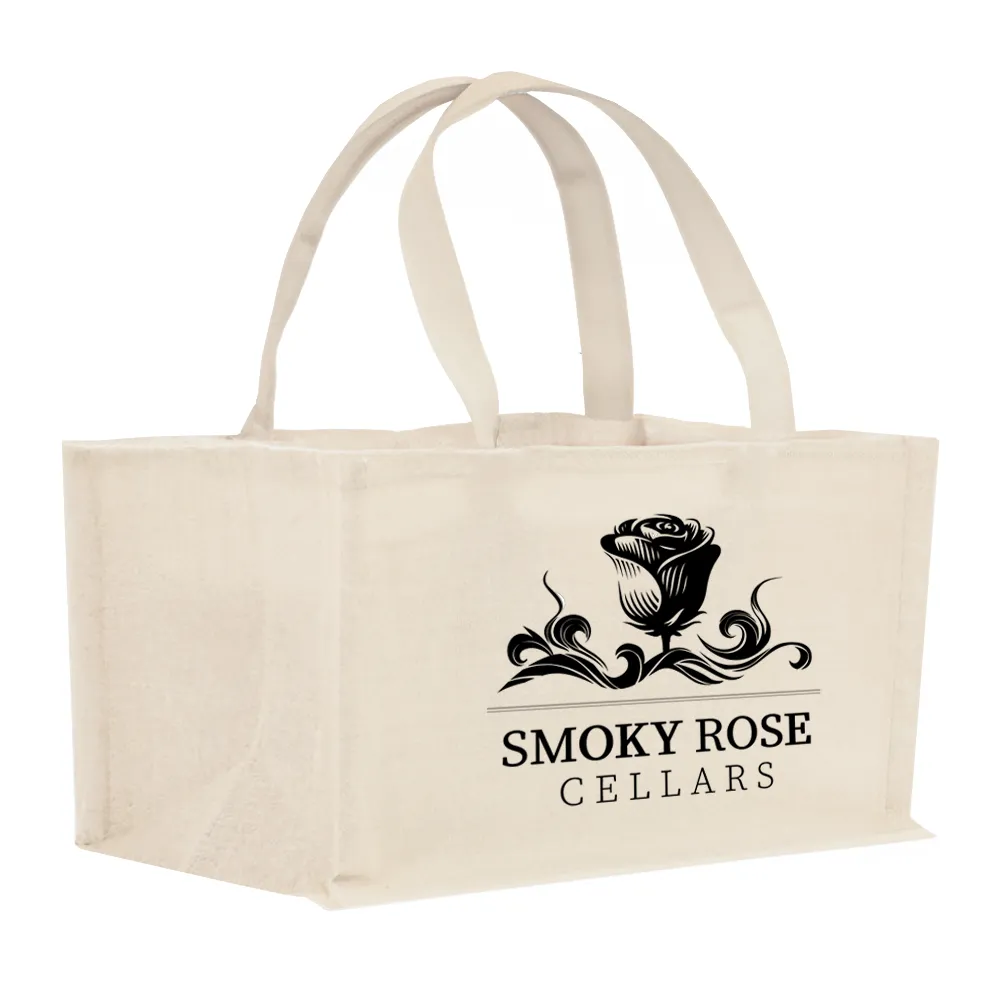 2-Bottle Horizontal Heavy Cotton Canvas Tote 2